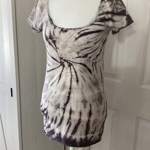 L.O.L. Vintage White and Gray Tie Dye Fitted Short Sleeve T-Shirt Sz M